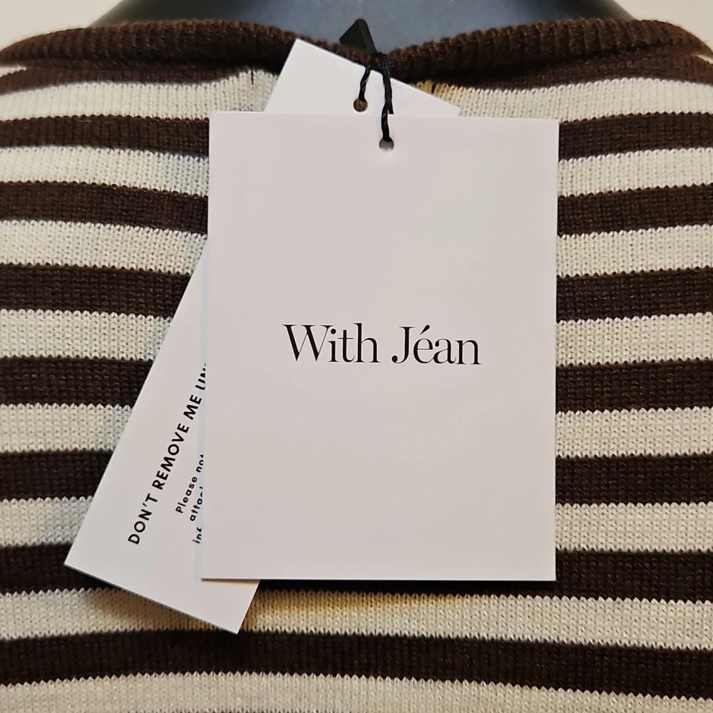 WITH JEAN Willa Brown and Cream Striped Sweater - L